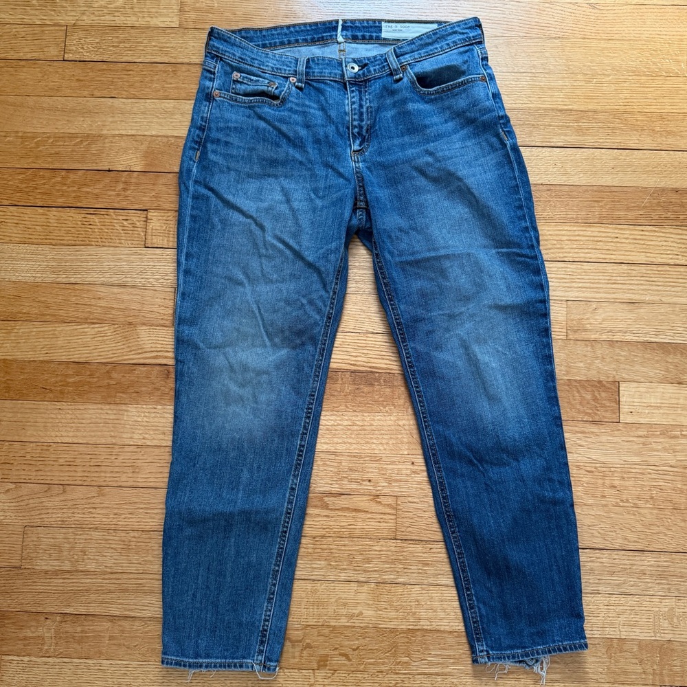 Rag & Bone Denim Blue Jeans Sz 28 Medium Wash Distressed Dre Low-rise Boyfriend